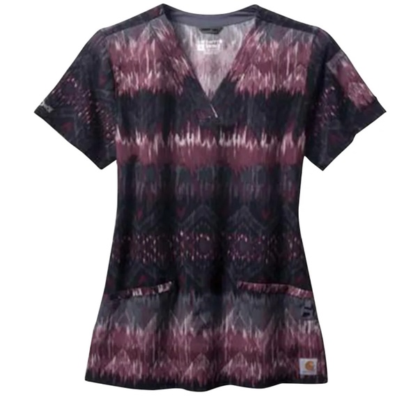 Carhartt Force Cross-Flex Modern Fit Chevron Aztec Scrub Top - Picture 3 of 11